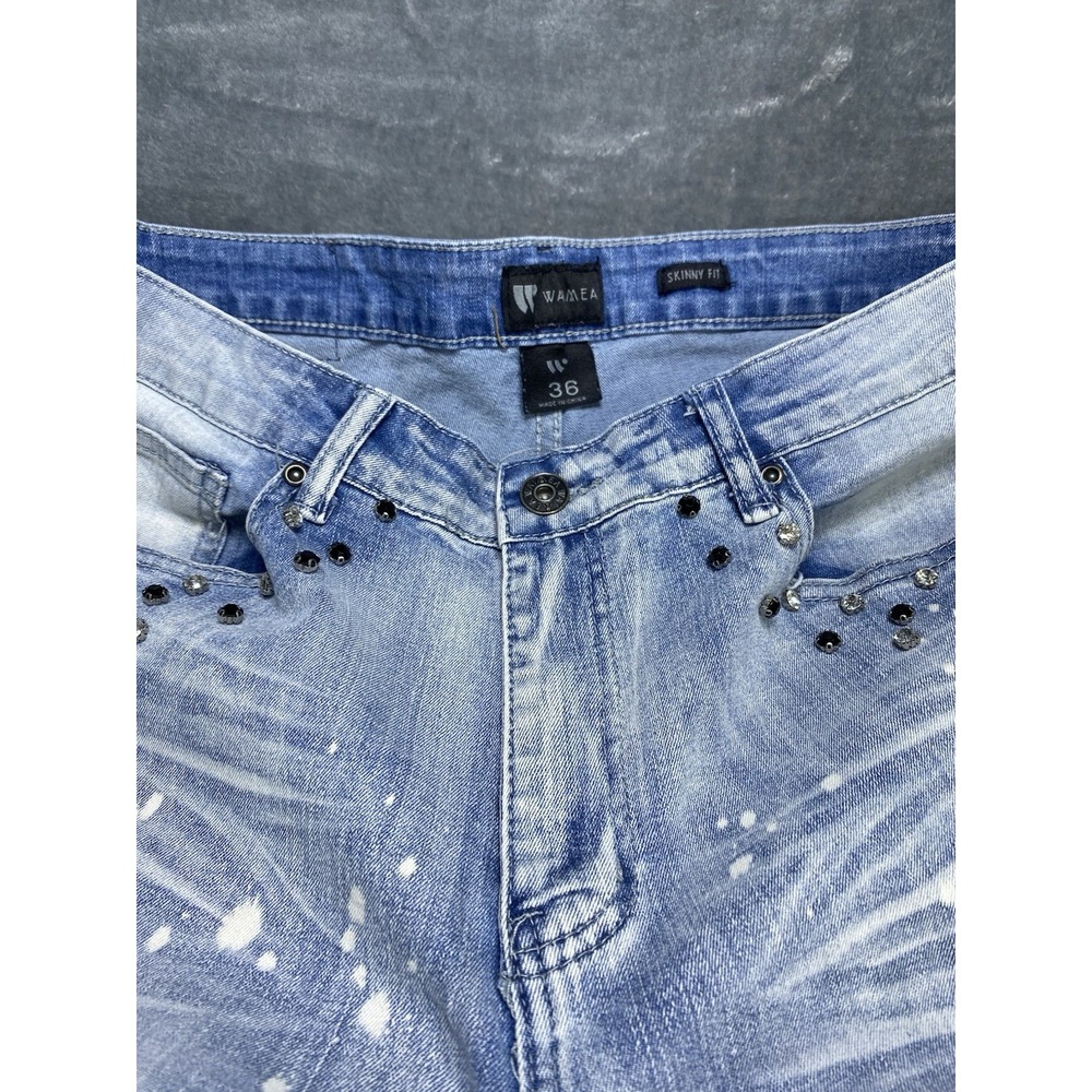 Waimea Jeans Mens 36x30 Patchwork Skinny Fit Patched Studs Grunge Street Denim - Picture 5 of 8